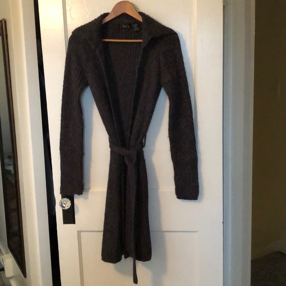 Gray/Purple/Blue/Mauve Long Cardigan Sweater, M